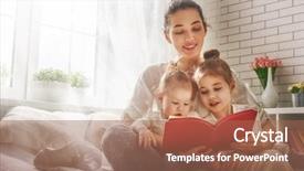  Presentation with child support family law - Colorful presentation design enhanced with learning reading - funny family mother and her backdrop and a coral colored foreground