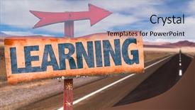  Presentation with learning - PPT theme having study oversea - learning sign with road background background and a light blue colored foreground