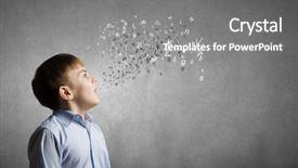  Presentation with letters - Amazing slide deck having learning speak english - cute boy of school age backdrop and a gray colored foreground