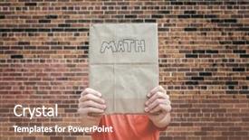  Presentation with math book - Slide deck consisting of learning standards - student holding brown paper covered background and a coral colored foreground