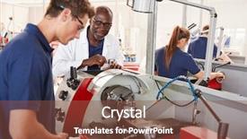  Presentation with civil engineering total station - Amazing theme having learning stations - engineer observing male apprentice work backdrop and a tawny brown colored foreground