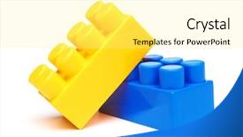  Presentation with building blocks - Colorful slide deck enhanced with learning strategies - plastic building blocks isolated backdrop and a blonde colored foreground
