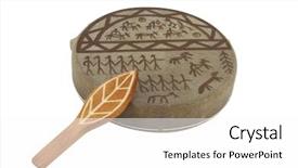  Presentation with tambourine - Colorful slide deck enhanced with learning styles - image of shaman tambourine backdrop and a  colored foreground