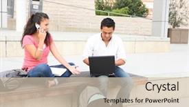  Presentation with college campus - Slides having learning styles - man and woman friends background and a soft green colored foreground