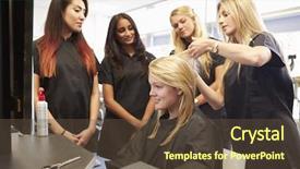  Presentation with helping - Cool new slides with learning styles - teacher helping students training backdrop and a tawny brown colored foreground