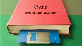  Presentation with song liric book - Slide deck with learning system - book with floppy disk background and a coral colored foreground