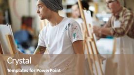  Presentation with drawing art therapy - Amazing slide deck having learning to draw at art backdrop and a coral colored foreground