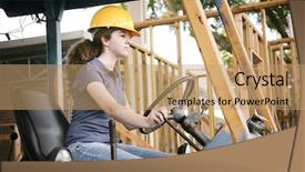  Presentation with heavy equipment - Colorful presentation design enhanced with learning to drive heavy equipment backdrop and a coral colored foreground