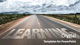  Presentation with lifelong learning - Beautiful PPT layouts featuring learning written on rural road backdrop and a gray colored foreground