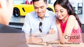  Presentation with car sales - Amazing slide deck having lease - asian couple signing sales contract backdrop and a lemonade colored foreground