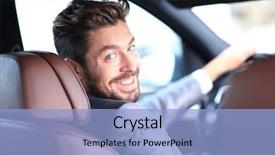  Presentation with car business - Beautiful PPT theme featuring lease - portrait of an handsome smiling backdrop and a light blue colored foreground