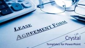  Presentation with equipment lease - Cool new PPT layouts with leasing manager - lease agreement form backdrop and a light blue colored foreground