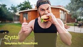  Presentation with science guy - Presentation theme featuring leasure - young bearded hipster guy biting background and a tawny brown colored foreground