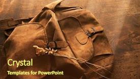  Presentation with leather bag - Beautiful PPT layouts featuring leather backpack or knapsack backdrop and a tawny brown colored foreground