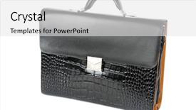  Presentation with piano black white - Theme with leather bag - black briefcase isolated on white background and a white colored foreground