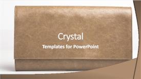  Presentation with brown - Slide deck featuring leather bag - little brown purse on white background and a  colored foreground