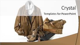  Presentation with clothes - Cool new PPT theme with leather bag - winter clothes on white background backdrop and a white colored foreground