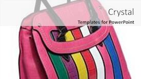  Presentation with leather bag - Audience pleasing PPT theme consisting of leather bag with bright candy stripes in fun colours isolated over white background backdrop and a white colored foreground
