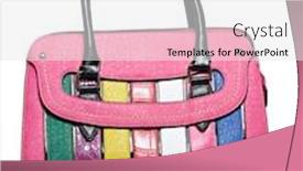  Presentation with leather bag - PPT theme enhanced with leather bag with bright candy stripes in fun colours isolated over white background background and a white colored foreground