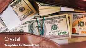 Presentation with leather bag - Colorful PPT theme enhanced with leather-bag-with-paper-money backdrop and a red colored foreground