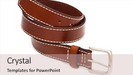  Presentation with leather - Presentation design with leather belt on a white background and a coral colored foreground