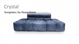  Presentation with white and navy blue - PPT theme with leather-blue-armchair-on-white background and a white colored foreground