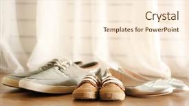  Presentation with leather shoes - Beautiful PPT layouts featuring leather bound - family concept shoes for parents backdrop and a cream colored foreground