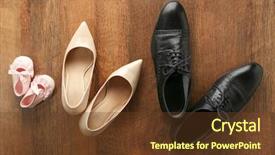  Presentation with leather shoes - Cool new theme with leather bound - family concept shoes for parents backdrop and a tawny brown colored foreground