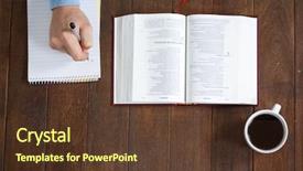  Presentation with notepad - Cool new presentation with leather bound - man sitting at desk backdrop and a tawny brown colored foreground