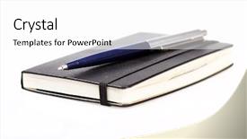  Presentation with bound - Theme with leather bound - notepad with pen background and a white colored foreground