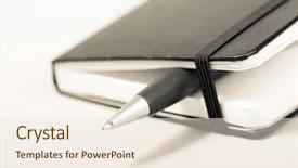  Presentation with notepad - Beautiful theme featuring leather bound - notepad with pen backdrop and a lemonade colored foreground