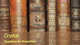  Presentation with bound - Presentation featuring leather bound - stack of old books copyspace background and a tawny brown colored foreground