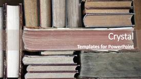 Presentation with stack books - PPT theme enhanced with leather bound - stack of old books copyspace background and a coral colored foreground
