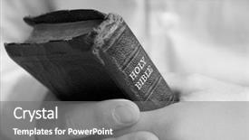  Presentation with bible - Cool new slides with leather bound - young man holding bible backdrop and a gray colored foreground