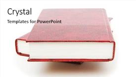  Presentation with bound - Cool new presentation design with leather-bound books isolated backdrop and a white colored foreground