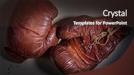  Presentation with old school punk rock leather - Theme having leather boxing gloves circa 1930 background and a tawny brown colored foreground