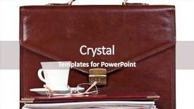  Presentation with brown leather - Beautiful PPT theme featuring leather briefcase with office accessories backdrop and a tawny brown colored foreground