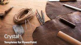  Presentation with leather craft - Amazing presentation theme having old rolls plans - leather craft leathersmith's work desk backdrop and a tawny brown colored foreground