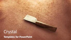  Presentation with leather craft - Slide deck with leather-craft-or-leather-working background and a tawny brown colored foreground