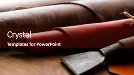  Presentation with leather craft - Audience pleasing presentation consisting of leather craft work table backdrop and a wine colored foreground