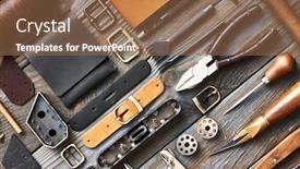  Presentation with diy - Slides having leather crafting diy tools flat lay still life background and a coral colored foreground
