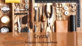  Presentation with diy - Presentation theme consisting of leather crafting diy tools flat background and a coral colored foreground