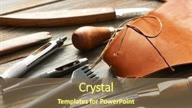  Presentation with diy - Colorful slide deck enhanced with leather crafting diy tools still backdrop and a tawny brown colored foreground