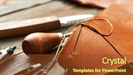  Presentation with diy - Presentation design with leather crafting diy tools still background and a tawny brown colored foreground