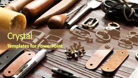  Presentation with diy - Cool new presentation theme with leather crafting diy tools still backdrop and a tawny brown colored foreground