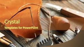  Presentation with diy - Cool new presentation theme with leather crafting diy tools still backdrop and a red colored foreground