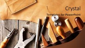  Presentation with leather - Beautiful presentation featuring leather crafting tools still life backdrop and a  colored foreground
