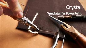  Presentation with leather - Amazing slides having leather crafting tools still life backdrop and a tawny brown colored foreground
