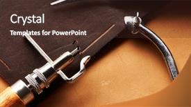  Presentation with still life crucifixion table - Slides having leather crafting tools still life background and a  colored foreground