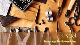  Presentation with leather - Presentation having colorful photograph of an alpaca with wild messy funny hair background and a tawny brown colored foreground